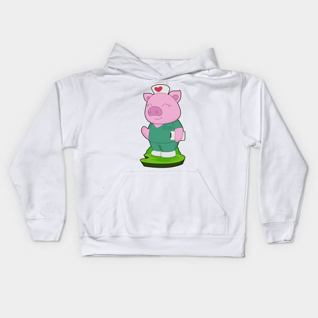 Pig Nurse Notepad Kids Hoodie by Markus Schnabel